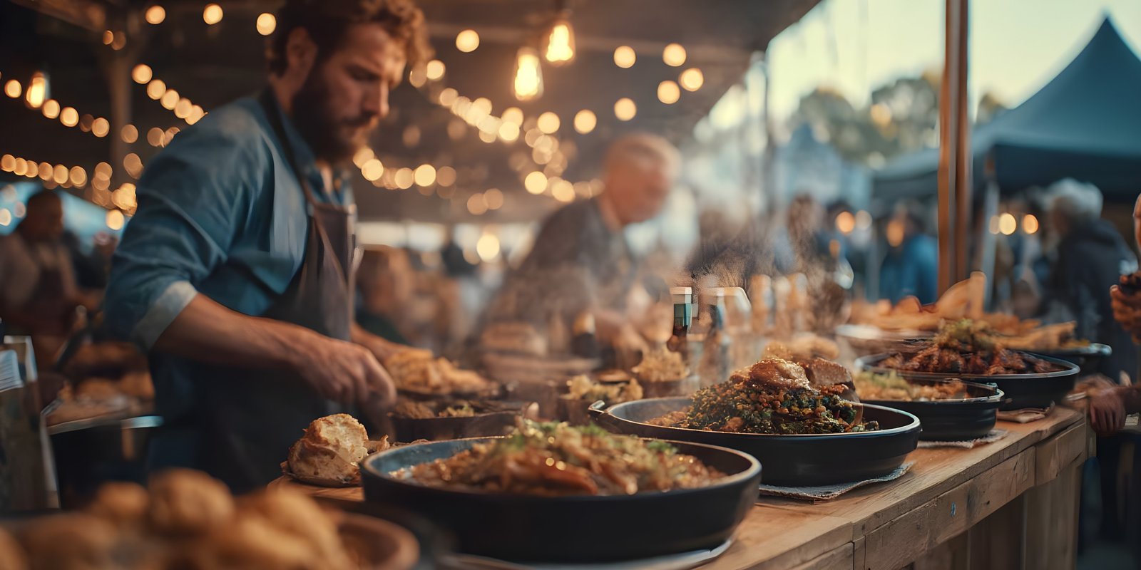 Street food being served at a festival stall